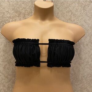 SHEIN Black Ruffled Bandeau Bikini Top
